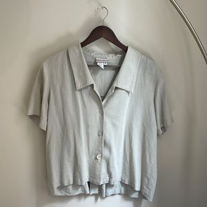Coldwater Creek - women’s linen blend shirt sleeve button down top - Size: M